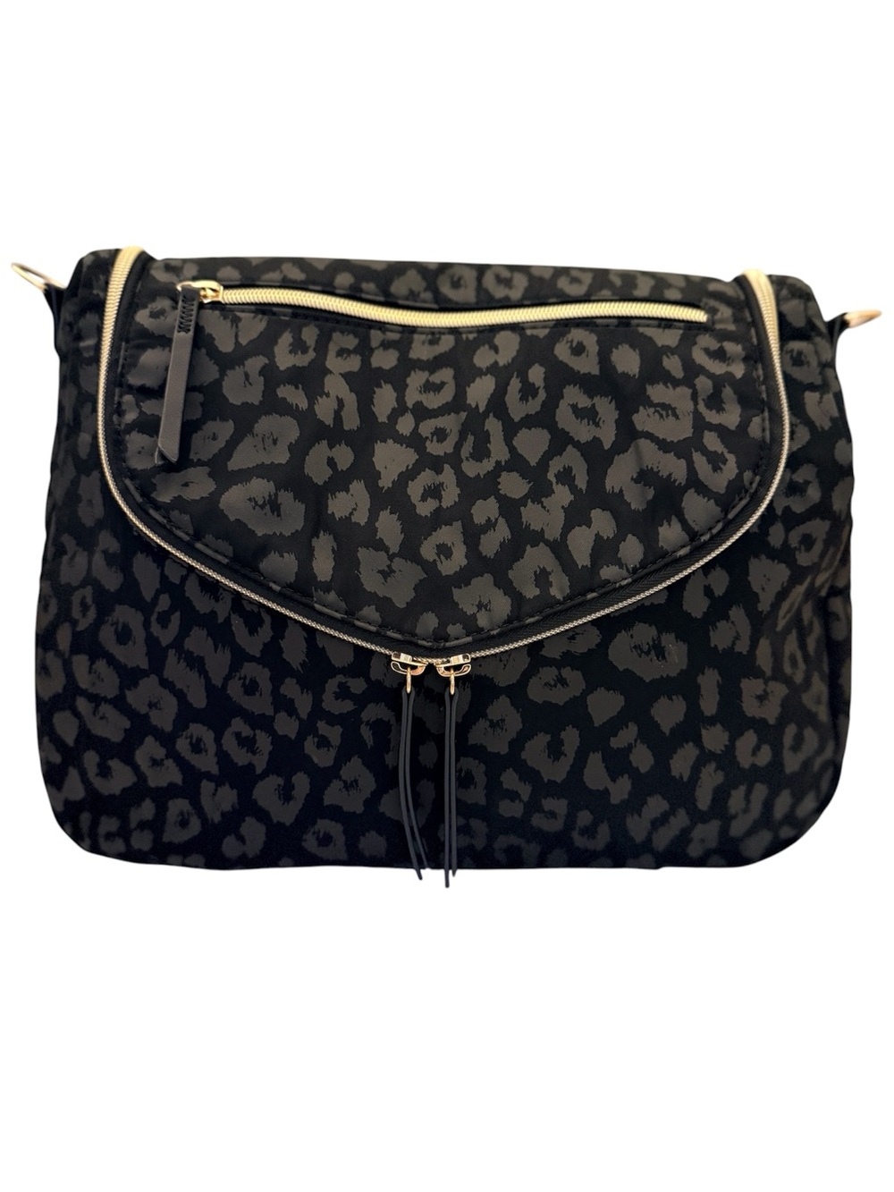 Stella & Dot You Do You Leopard Print Convertible Crossbody Bag Black